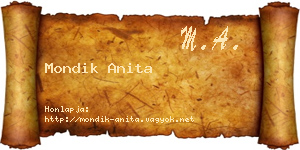 Mondik Anita névjegykártya